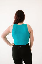 Load image into Gallery viewer, Cropped Ribbed High Neck - Scuba Blue
