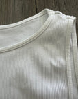 IMPERFECT Cropped Ribbed High Neck - White