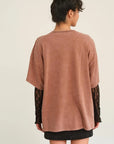 Oversized Mineral Washed Tee - Chestnut