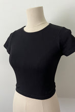 Load image into Gallery viewer, Cropped Ribbed Baby Tee - Black
