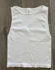 IMPERFECT Cropped Ribbed High Neck - White