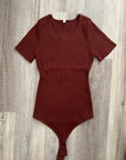 Luxe Sweater Short Sleeve Bodysuit - Cocoa