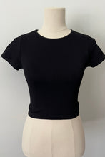 Load image into Gallery viewer, Cropped Ribbed Baby Tee - Black
