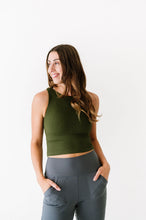 Load image into Gallery viewer, Cropped Ribbed High Neck - Dark Olive

