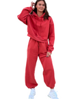 Cozy Girl Plush Sweat Set - Coral