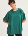 Oversized Mineral Washed Tee - Dark Green