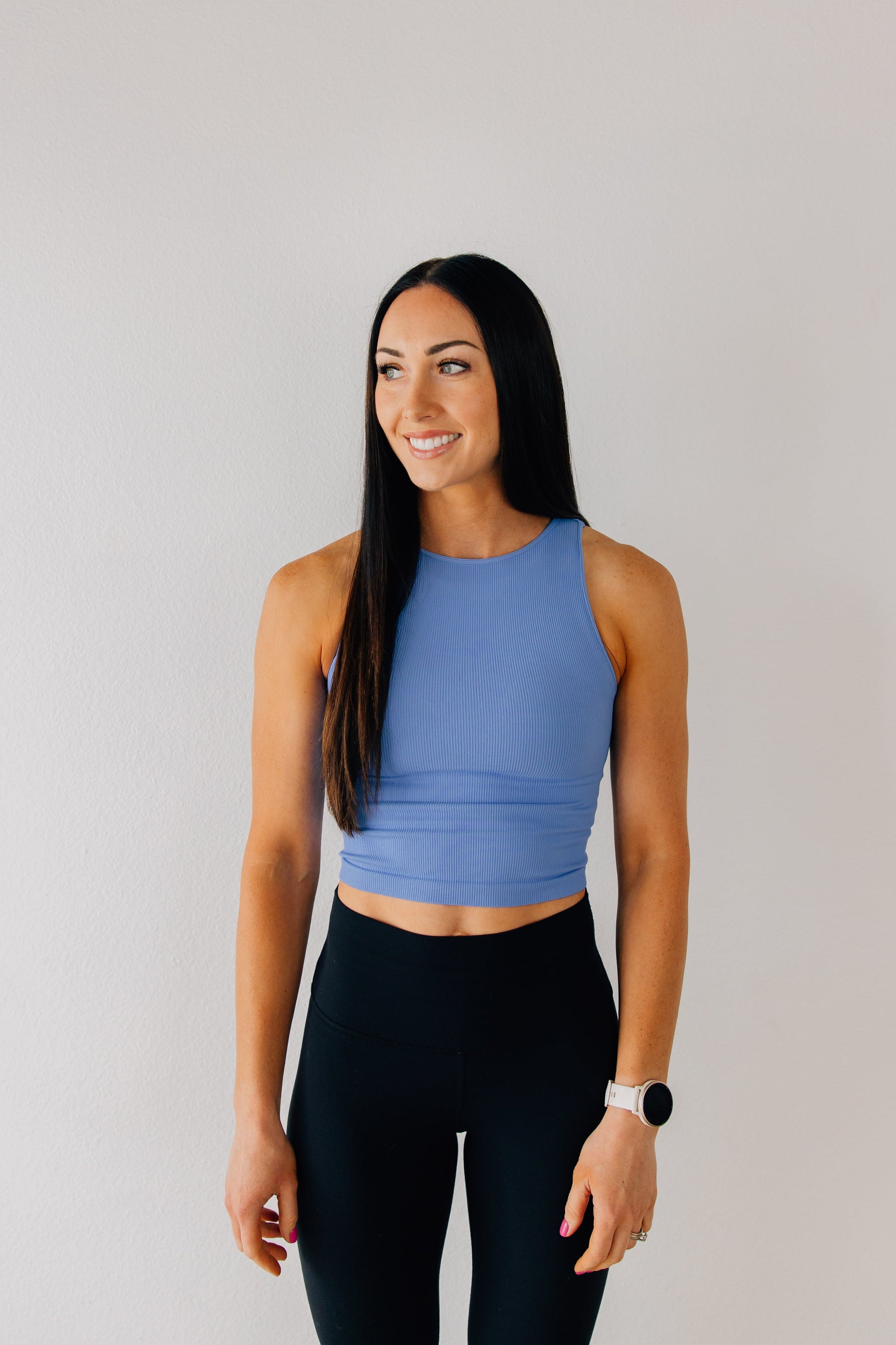 Crop Ribbed High Neck