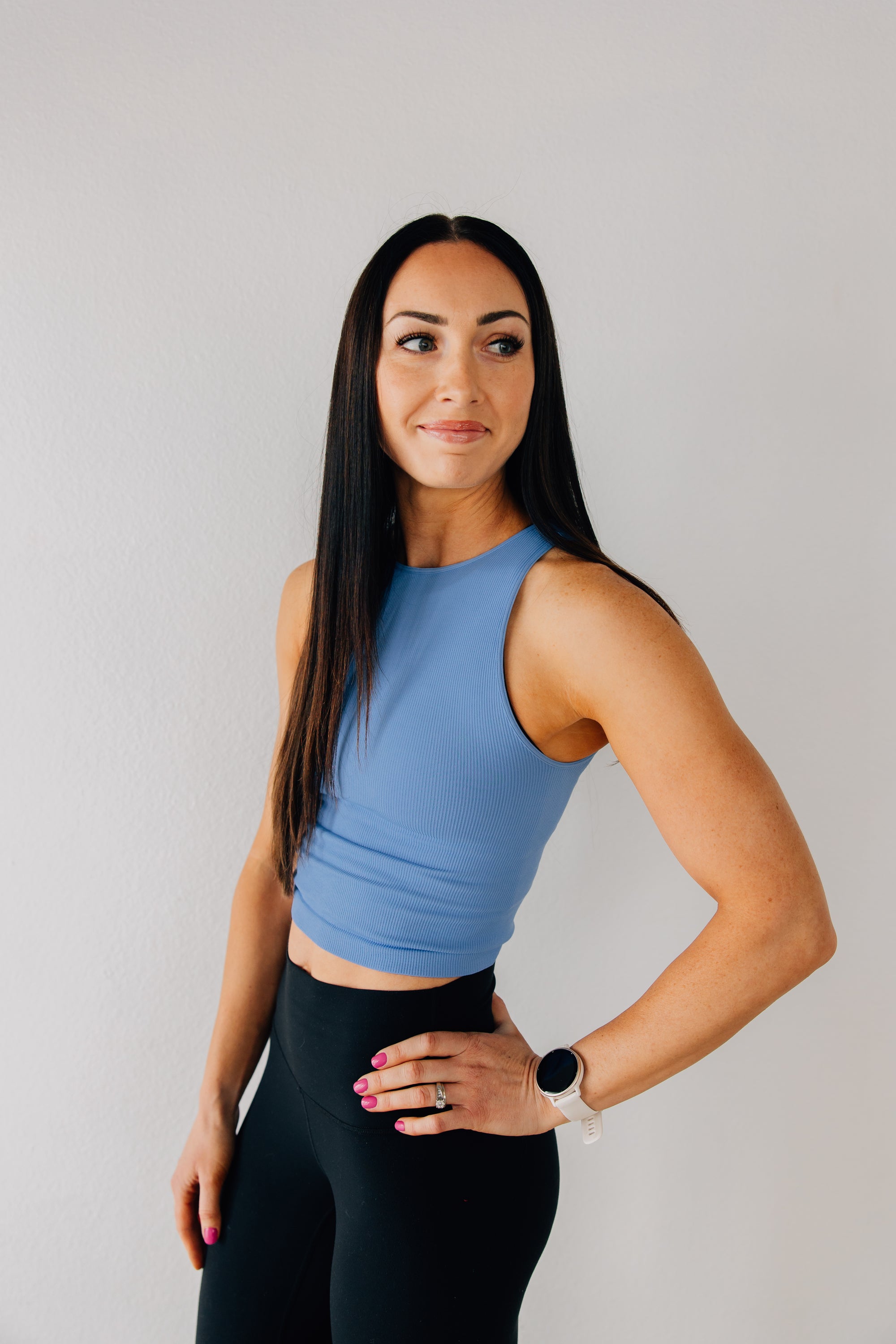 Crop Ribbed High Neck