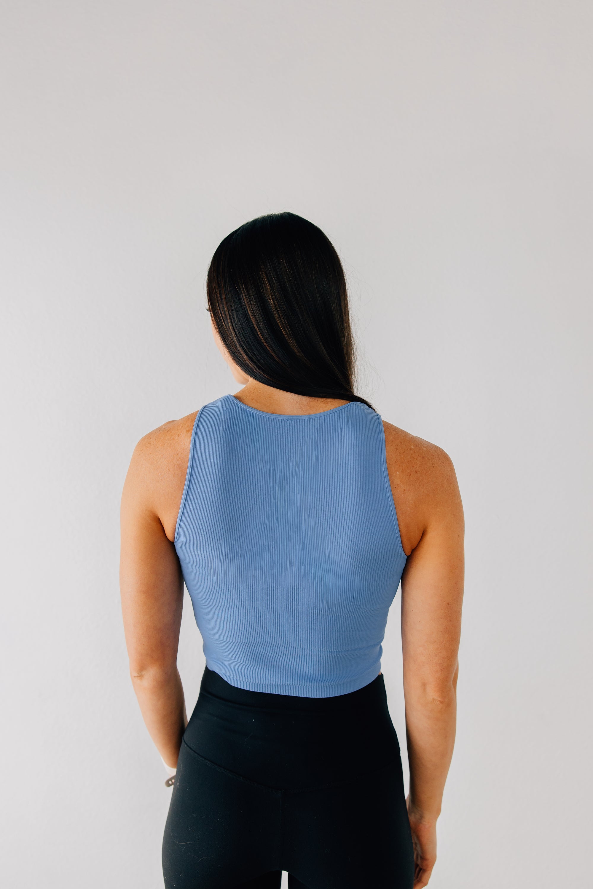 Crop Ribbed High Neck