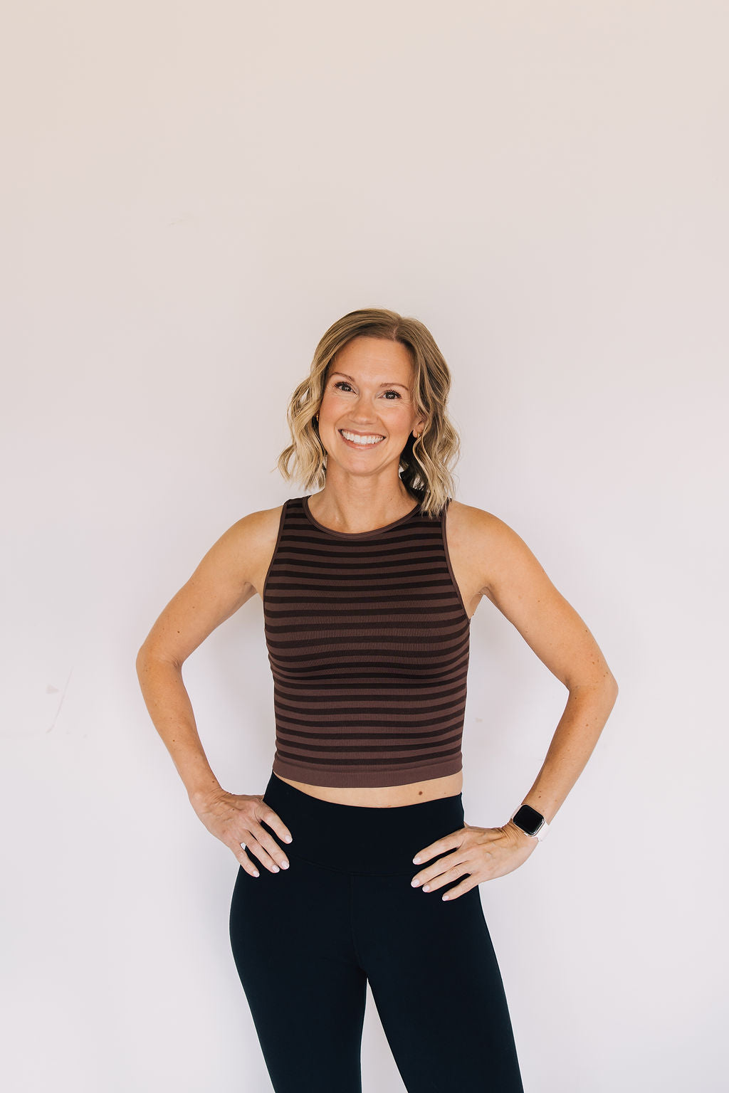 Crop Striped High Neck - Brown