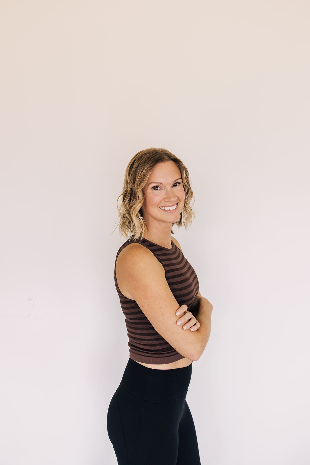 Crop Striped High Neck - Brown