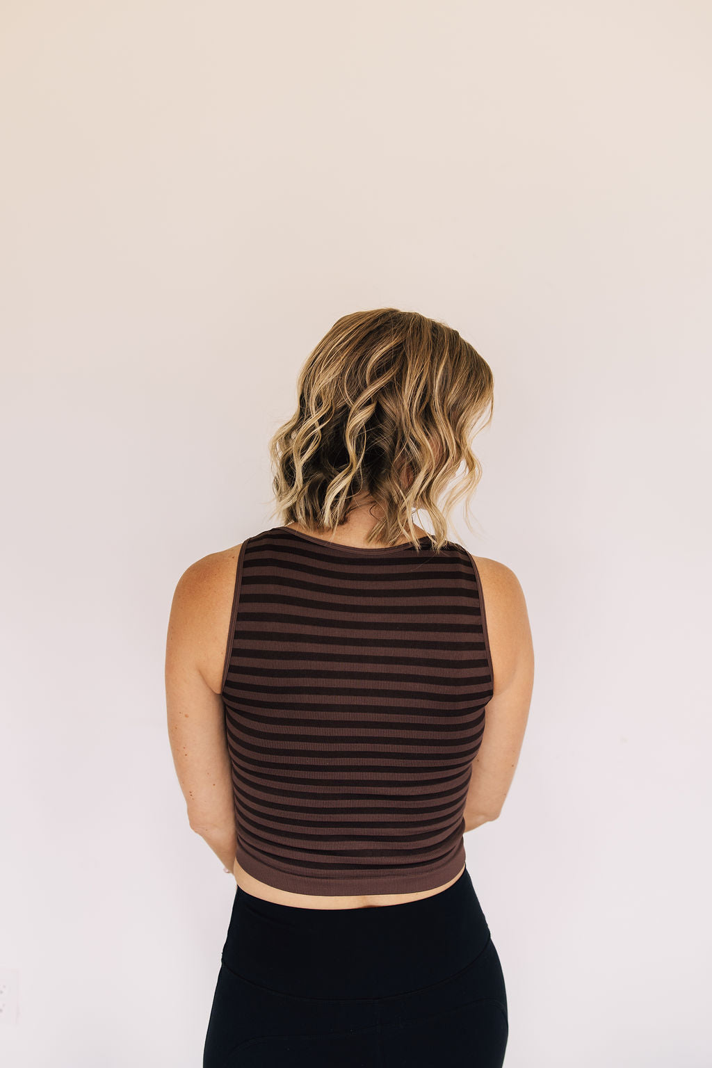 Crop Striped High Neck - Brown