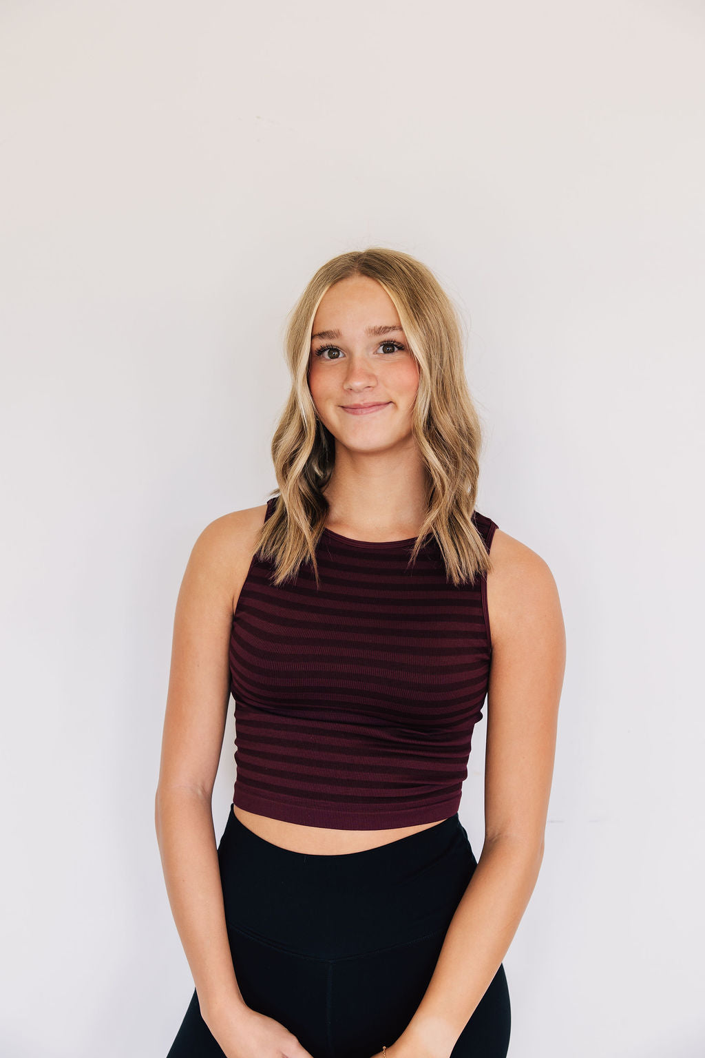 Crop Striped High Neck - Raisin