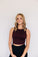 Crop Ribbed High Neck