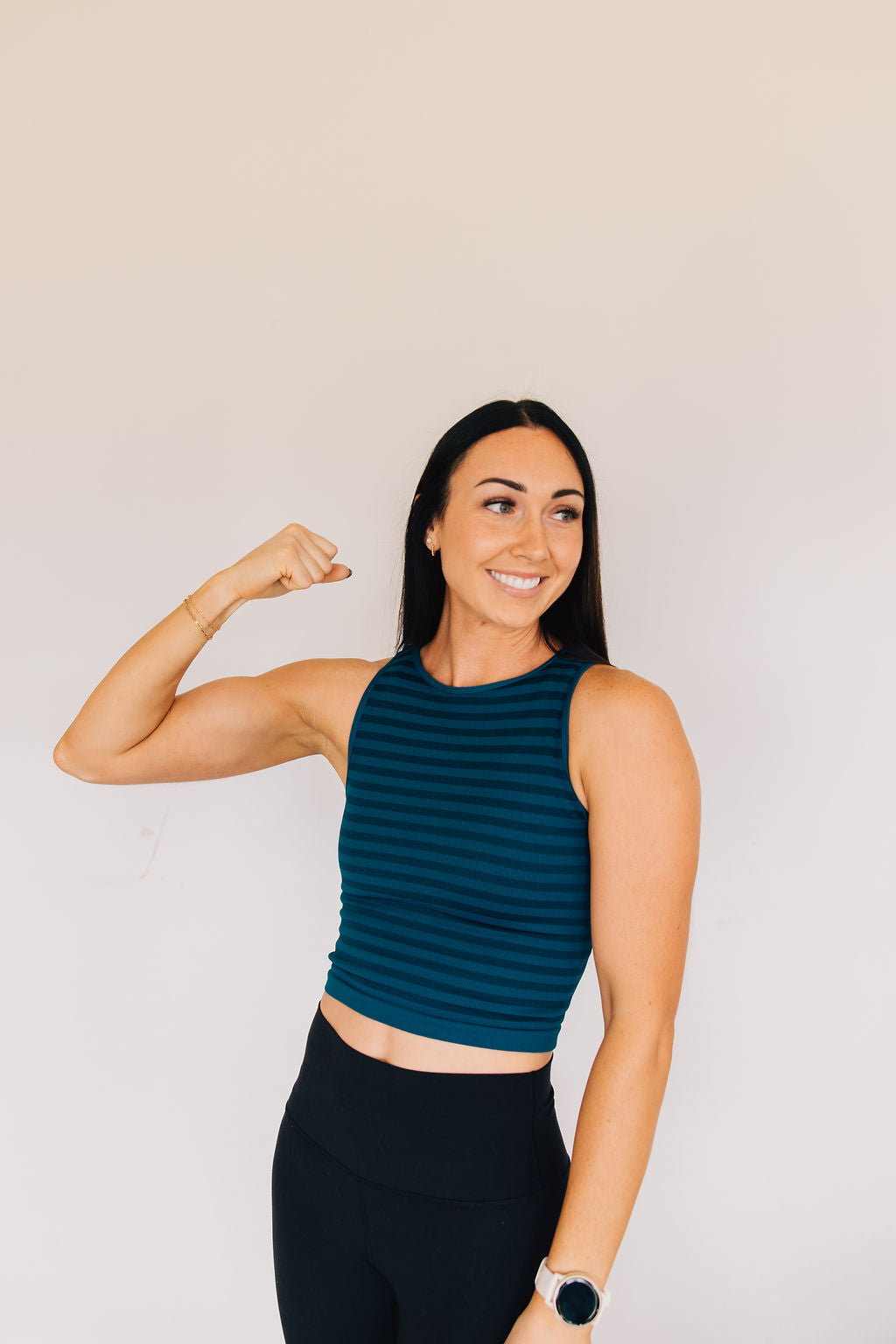 Crop Striped High Neck - Deep Sea Blue
