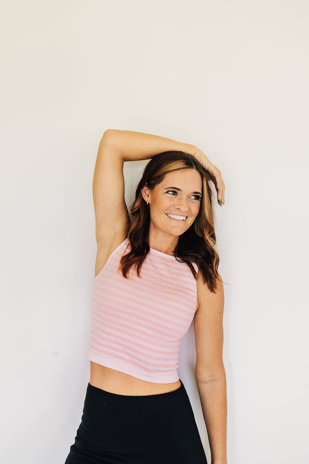 Crop Striped High Neck - Icy Pink