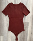 Luxe Sweater Short Sleeve Bodysuit - Cocoa