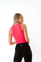 Load image into Gallery viewer, Cropped Ribbed High Neck - Neon Coral
