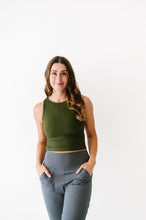 Load image into Gallery viewer, Cropped Ribbed High Neck - Dark Olive - 3 left
