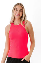 Load image into Gallery viewer, Long Ribbed High Neck - Neon Coral
