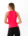 Long Ribbed High Neck - Neon Coral