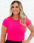 Cropped Ribbed Baby Tee - Neon Fuchsia