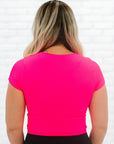 Cropped Ribbed Baby Tee - Neon Fuchsia