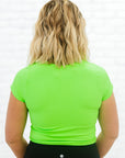 Cropped Ribbed Baby Tee - Neon Green