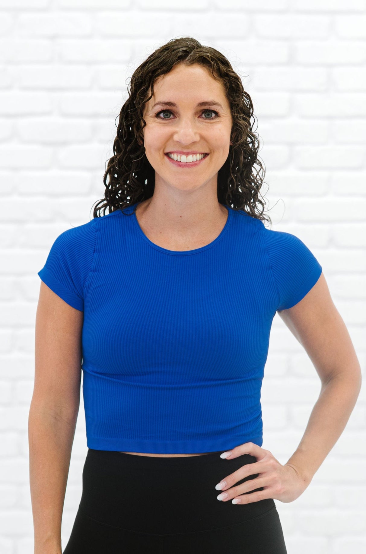 Cropped Ribbed Baby Tee - Royal Blue