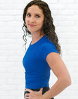 Cropped Ribbed Baby Tee - Royal Blue