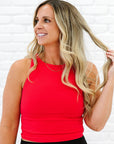 Cropped Ribbed High Neck - Poppy Red
