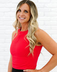 Cropped Ribbed High Neck - Poppy Red