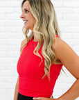 Cropped Ribbed High Neck - Poppy Red
