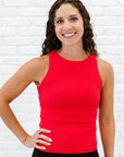Long Ribbed High Neck - Poppy Red