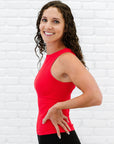 Long Ribbed High Neck - Poppy Red