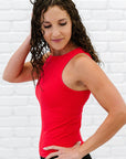 Long Ribbed High Neck - Poppy Red