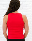Long Ribbed High Neck - Poppy Red
