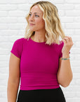 Cropped Ribbed Baby Tee - Raspberry