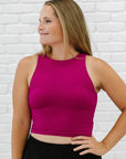 Cropped Ribbed High Neck - Raspberry