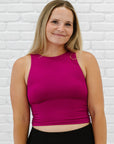 Cropped Ribbed High Neck - Raspberry