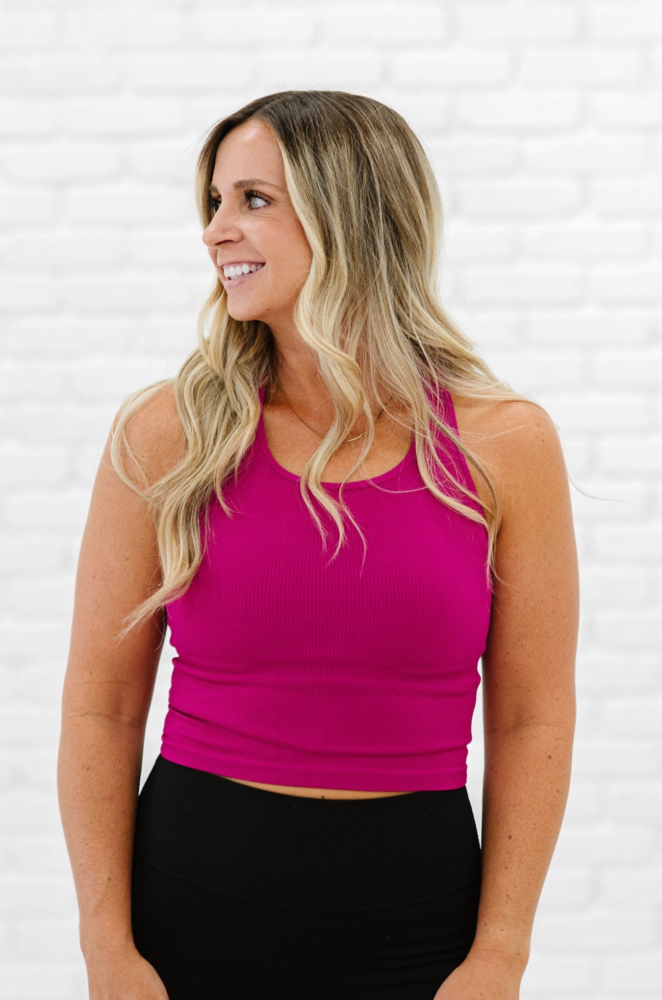 Cropped Racerback - Raspberry