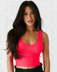 Reversible Brami Crop - Neon Coral