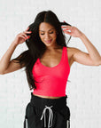 Reversible Brami Crop - Neon Coral