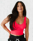 Reversible Brami Crop - Neon Coral