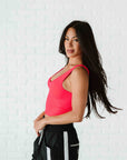 Reversible Brami Crop - Neon Coral