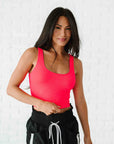Reversible Brami Crop - Neon Coral
