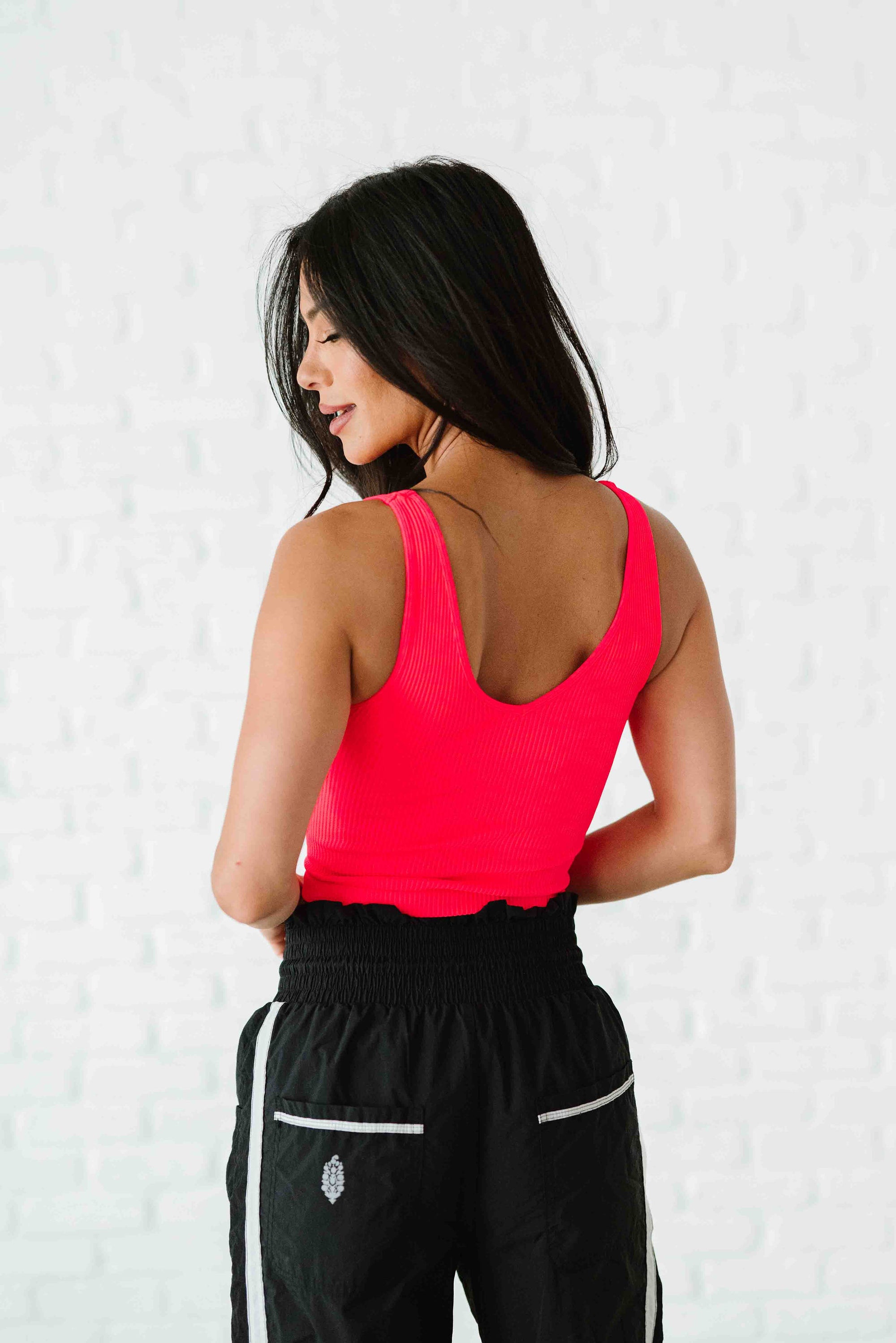 Reversible Brami Crop - Neon Coral