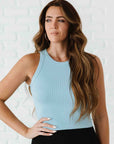Chunky Ribbed High Neck - Breezy Blue