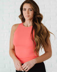 Long Ribbed High Neck - Camellia