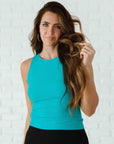 Long Ribbed High Neck - Bluebird